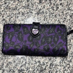 Coach Black and Purple Floral Wallet